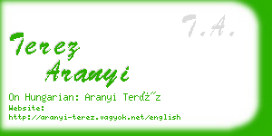 terez aranyi business card